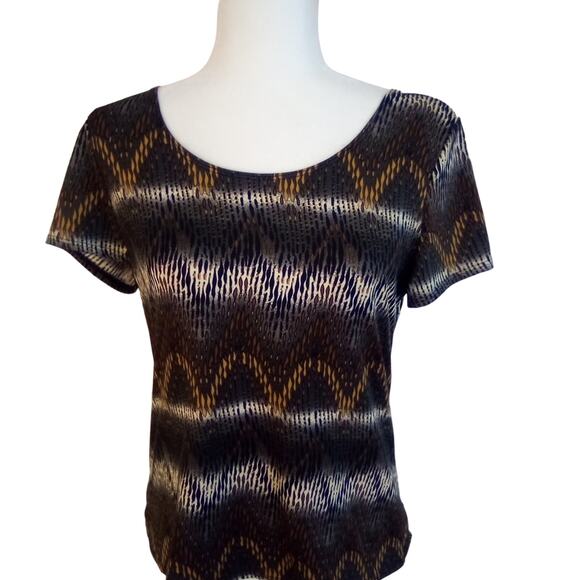 Notations Short Sleeve Animal Print Top - Picture 1 of 7